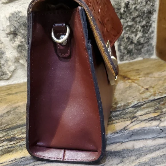 Patricia Nash Deep Red Embossed Leather Satchel - Picture 6 of 16